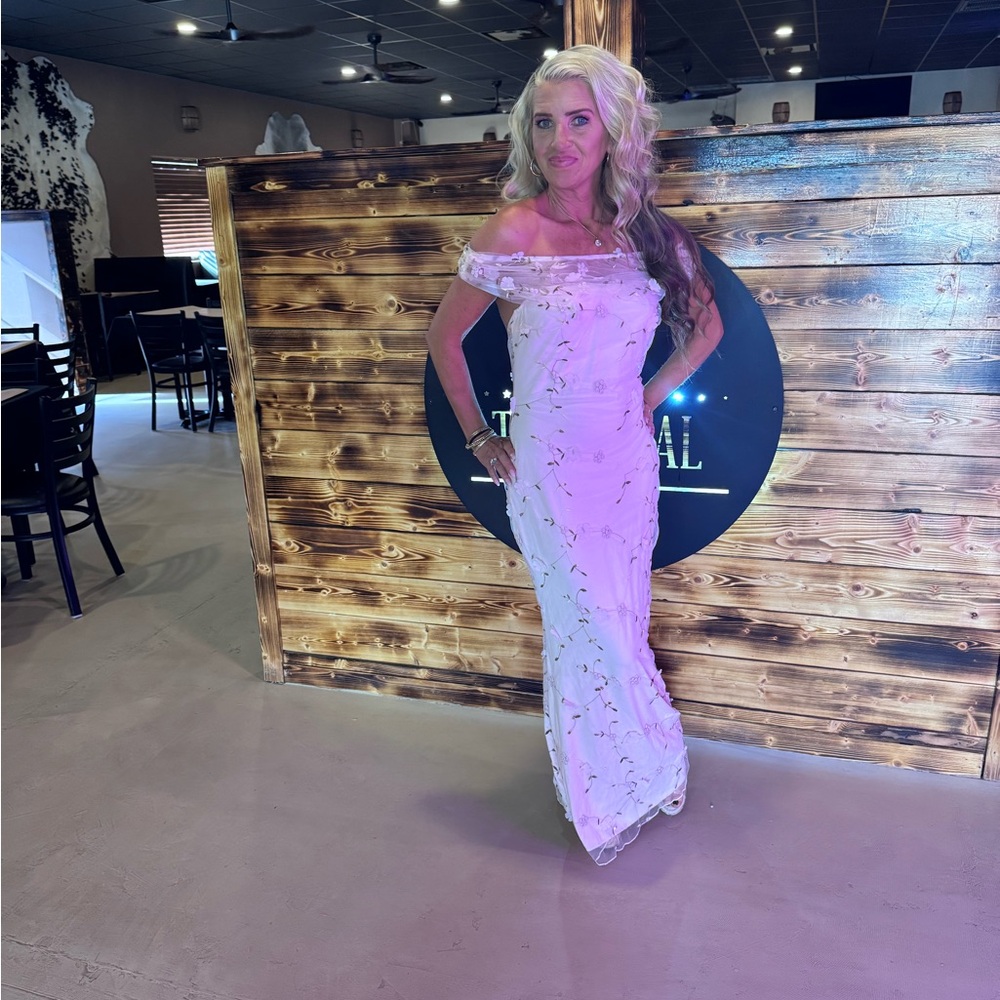 Elegant Off-Shoulder White Evening Gown